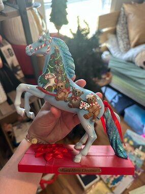 Holiday Bear-Themed Blue Horse Ornament - Beary Merry Christmas